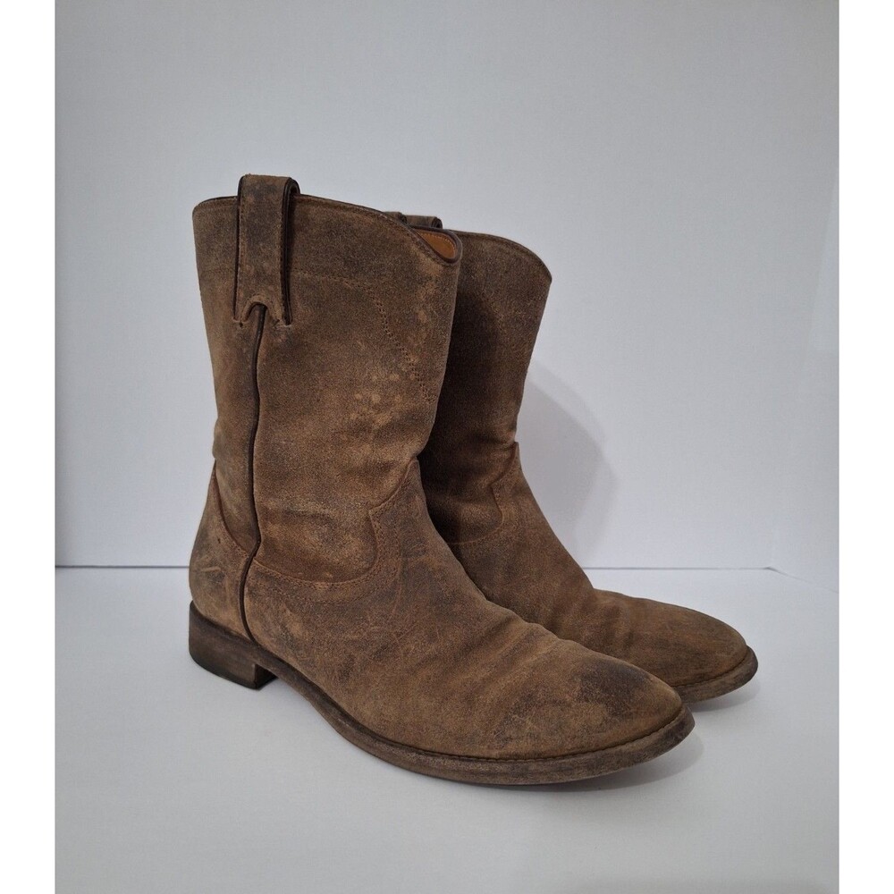 Ralph Lauren Purple Label Women's Brown Suede Leather Ankle Boots Sz 7.5 Cowgirl - Picture 2 of 16
